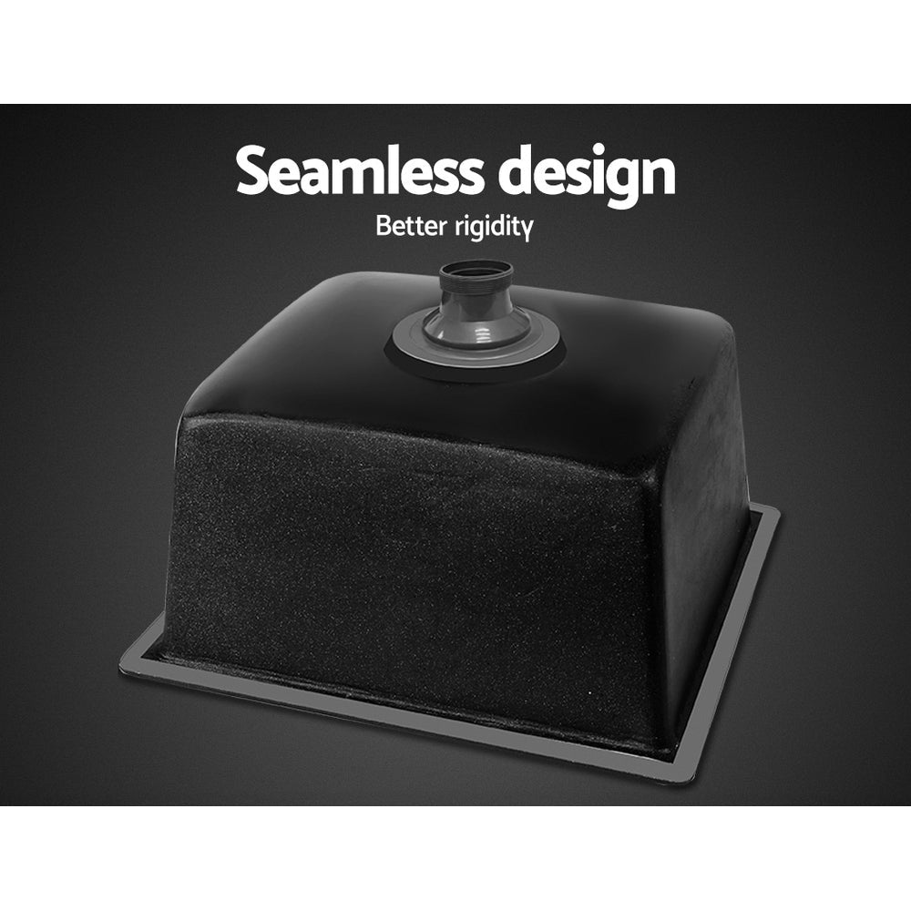 Stone Kitchen Sink 450X450MM Granite Under/Topmount Basin Bowl Laundry Black - Furniture > Bathroom > Sinks - Rivercity House & Home Co. (ABN 18 642 972 209) - Affordable Modern Furniture Australia