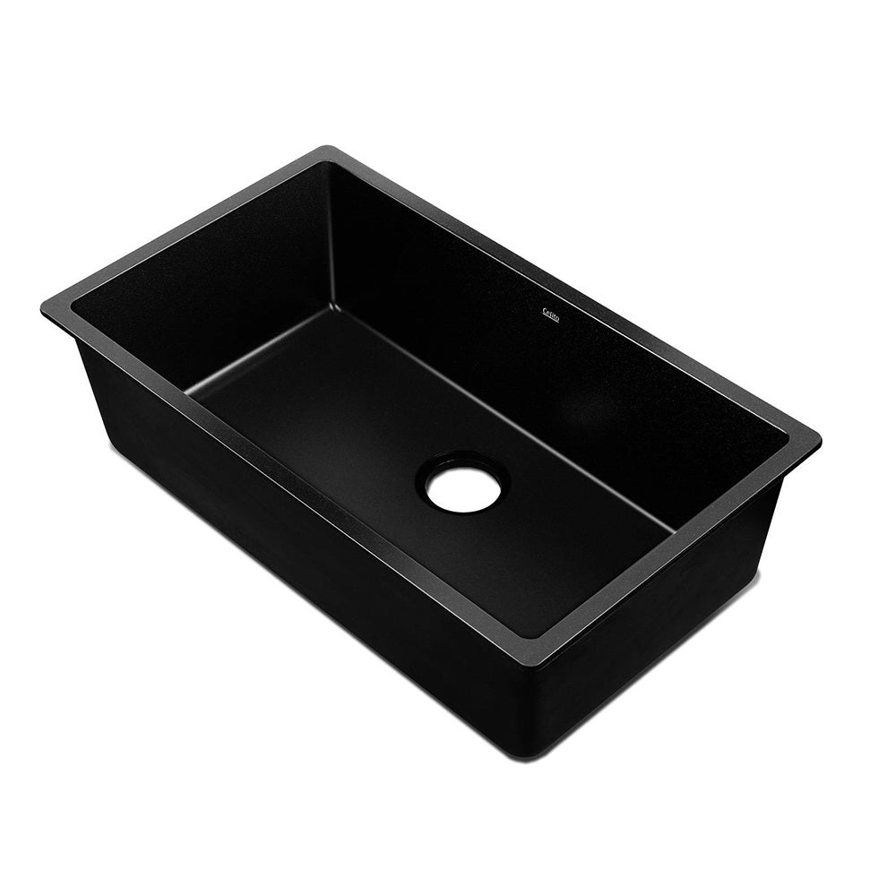 Stone Kitchen Sink 790X450MM Granite Under/Topmount Basin Bowl Laundry Black - Furniture > Bathroom > Sinks - Rivercity House & Home Co. (ABN 18 642 972 209) - Affordable Modern Furniture Australia