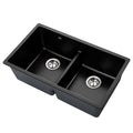 Stone Kitchen Sink 790x460mm Double Bowl Granite Composite Under/Topmount - Black
