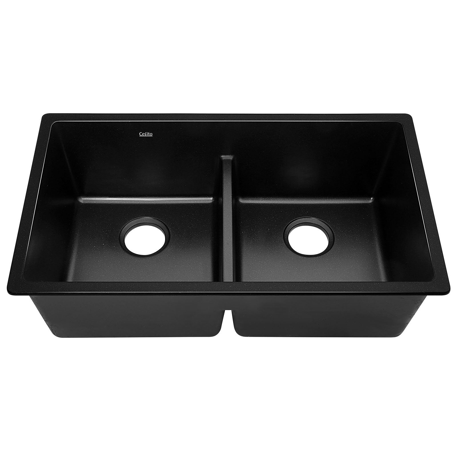 Stone Kitchen Sink 790X460MM Granite Under/Topmount Basin Double Bowl Black - Furniture > Bathroom > Sinks - Rivercity House & Home Co. (ABN 18 642 972 209) - Affordable Modern Furniture Australia