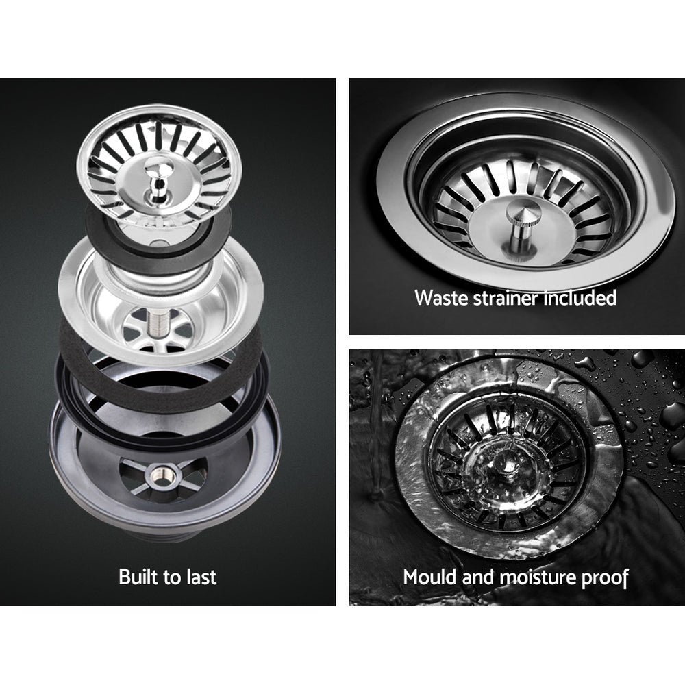 Stone Kitchen Sink 790X460MM Granite Under/Topmount Basin Double Bowl Black - Furniture > Bathroom > Sinks - Rivercity House & Home Co. (ABN 18 642 972 209) - Affordable Modern Furniture Australia