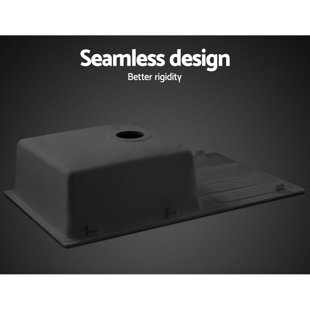 Stone Kitchen Sink 860X500MM Granite Under/Topmount Basin Bowl Laundry Black - Furniture > Bathroom > Sinks - Rivercity House & Home Co. (ABN 18 642 972 209) - Affordable Modern Furniture Australia
