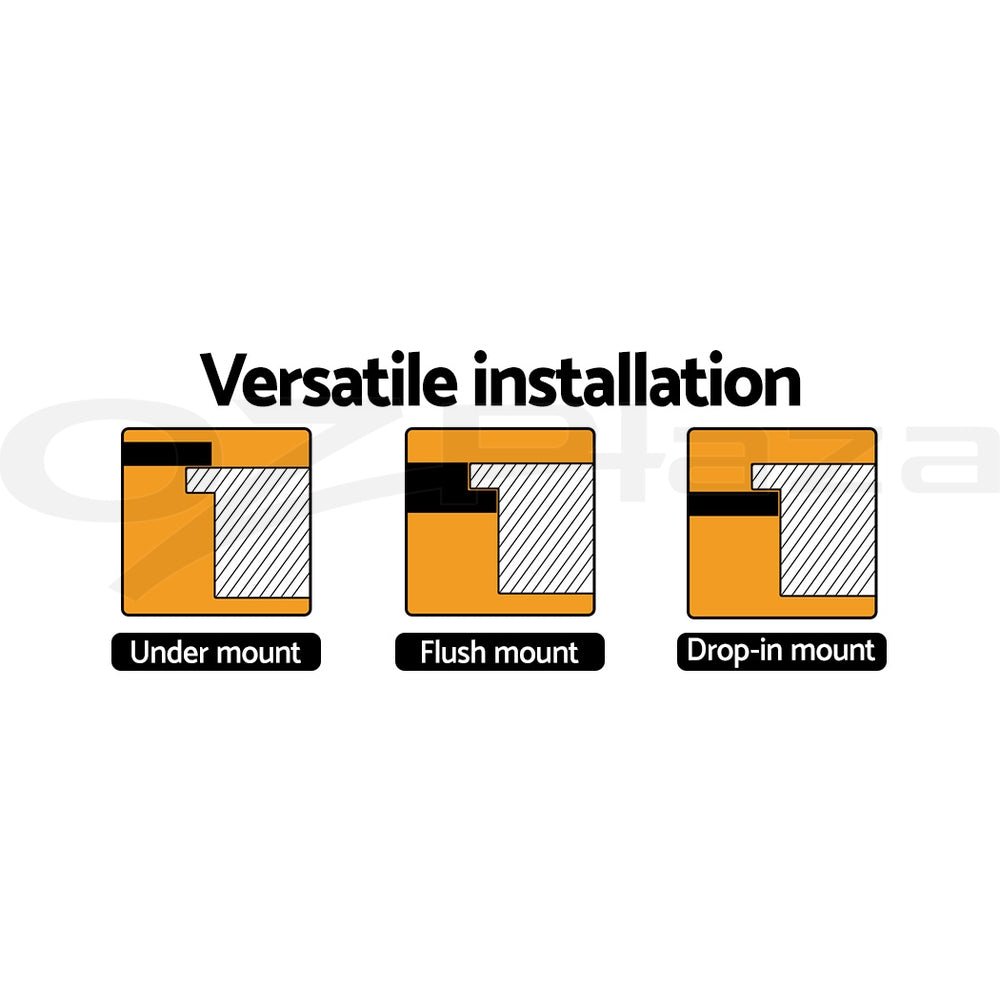 Stone Kitchen Sink Round 430MM Granite Under/Topmount Basin Bowl Laundry Black - Furniture > Bathroom > Sinks - Rivercity House & Home Co. (ABN 18 642 972 209) - Affordable Modern Furniture Australia