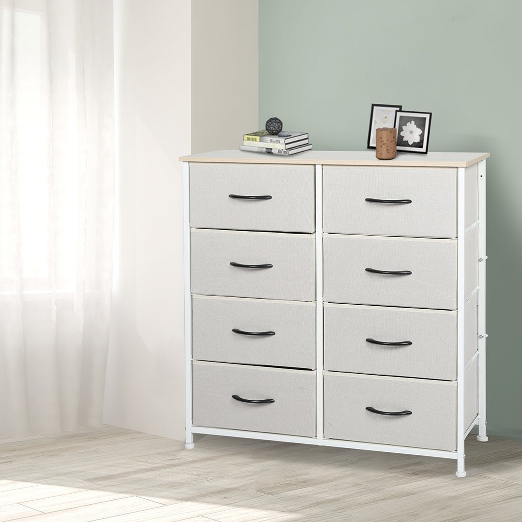 Storage Cabinet Tower Chest 8 Drawers - Beige - Rivercity House & Home Co. (ABN 18 642 972 209) - Affordable Modern Furniture Australia