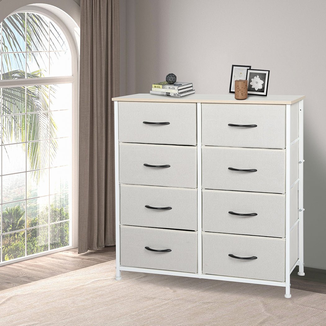 Storage Cabinet Tower Chest 8 Drawers - Beige - Rivercity House & Home Co. (ABN 18 642 972 209) - Affordable Modern Furniture Australia
