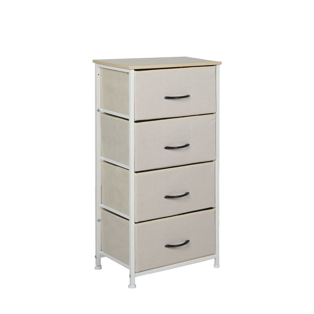 Storage Cabinet Tower Chest with 4 Drawers - Beige - Rivercity House & Home Co. (ABN 18 642 972 209) - Affordable Modern Furniture Australia
