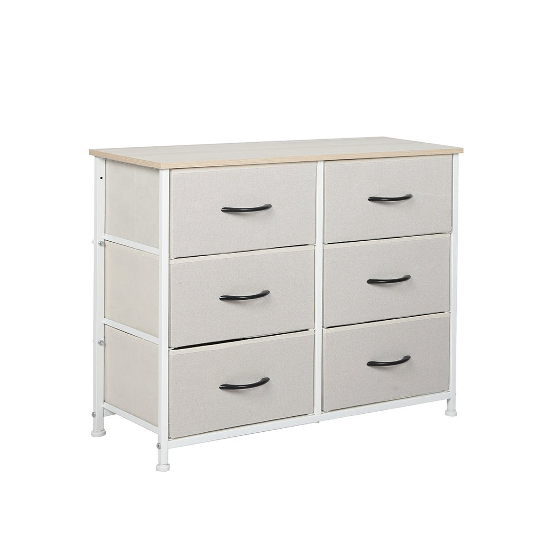 Storage Cabinet Tower Chest with 6 Drawers - Beige - Rivercity House & Home Co. (ABN 18 642 972 209) - Affordable Modern Furniture Australia