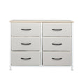 Storage Cabinet Tower Chest with 6 Drawers - Beige