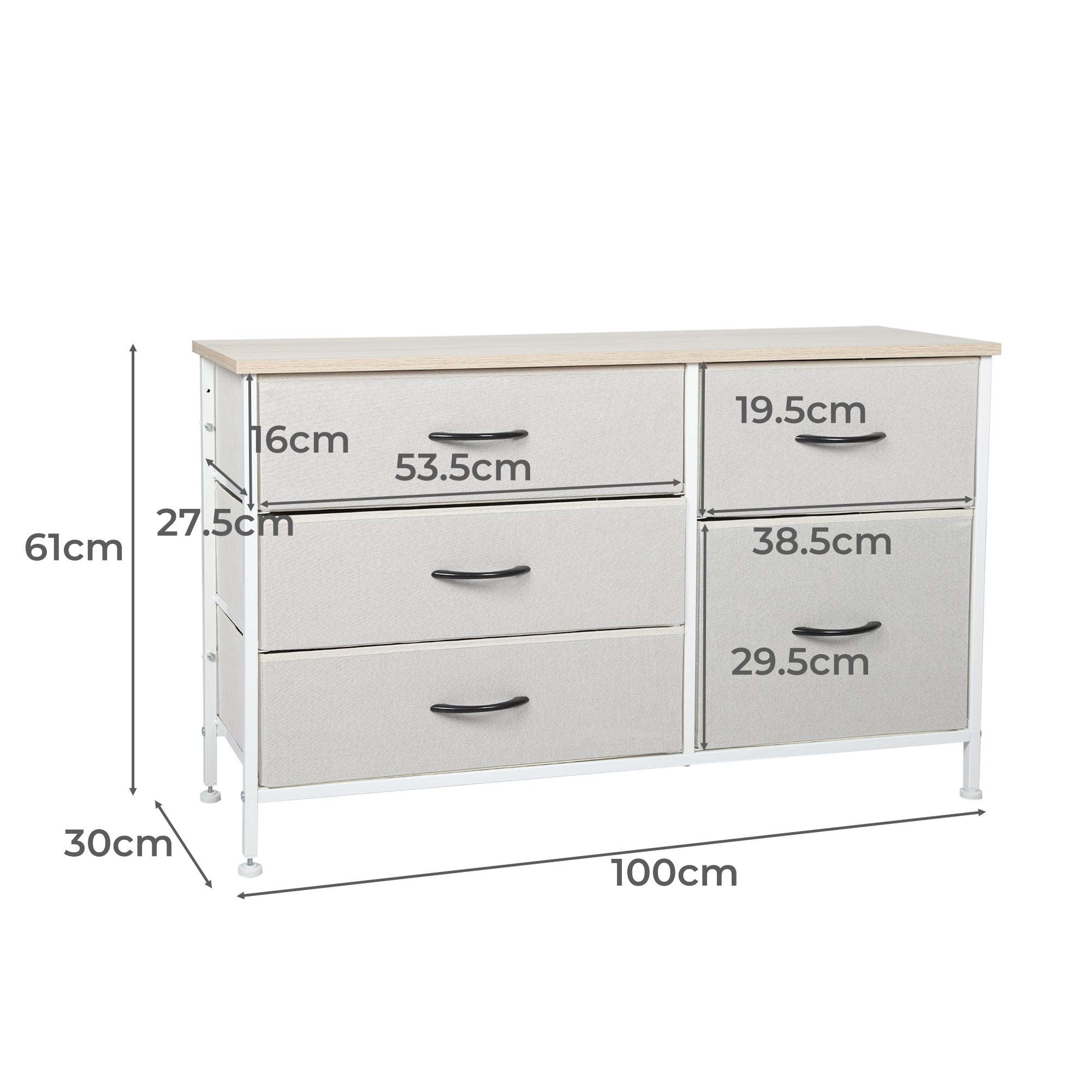 Storage Cabinet Tower Chest with Drawers - Beige - Rivercity House & Home Co. (ABN 18 642 972 209) - Affordable Modern Furniture Australia