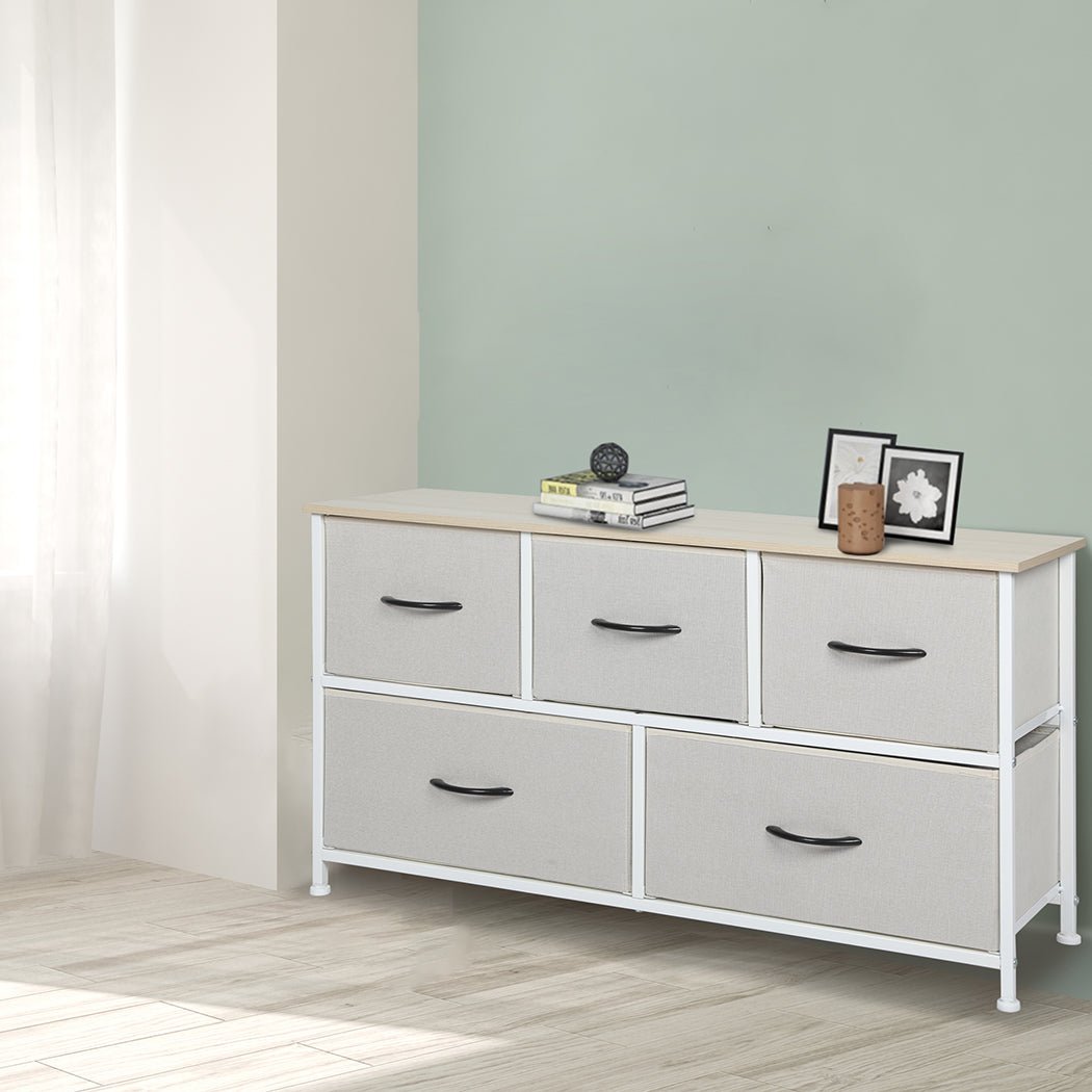 Storage Cabinet Tower Chest with Drawers - Beige - Rivercity House & Home Co. (ABN 18 642 972 209) - Affordable Modern Furniture Australia