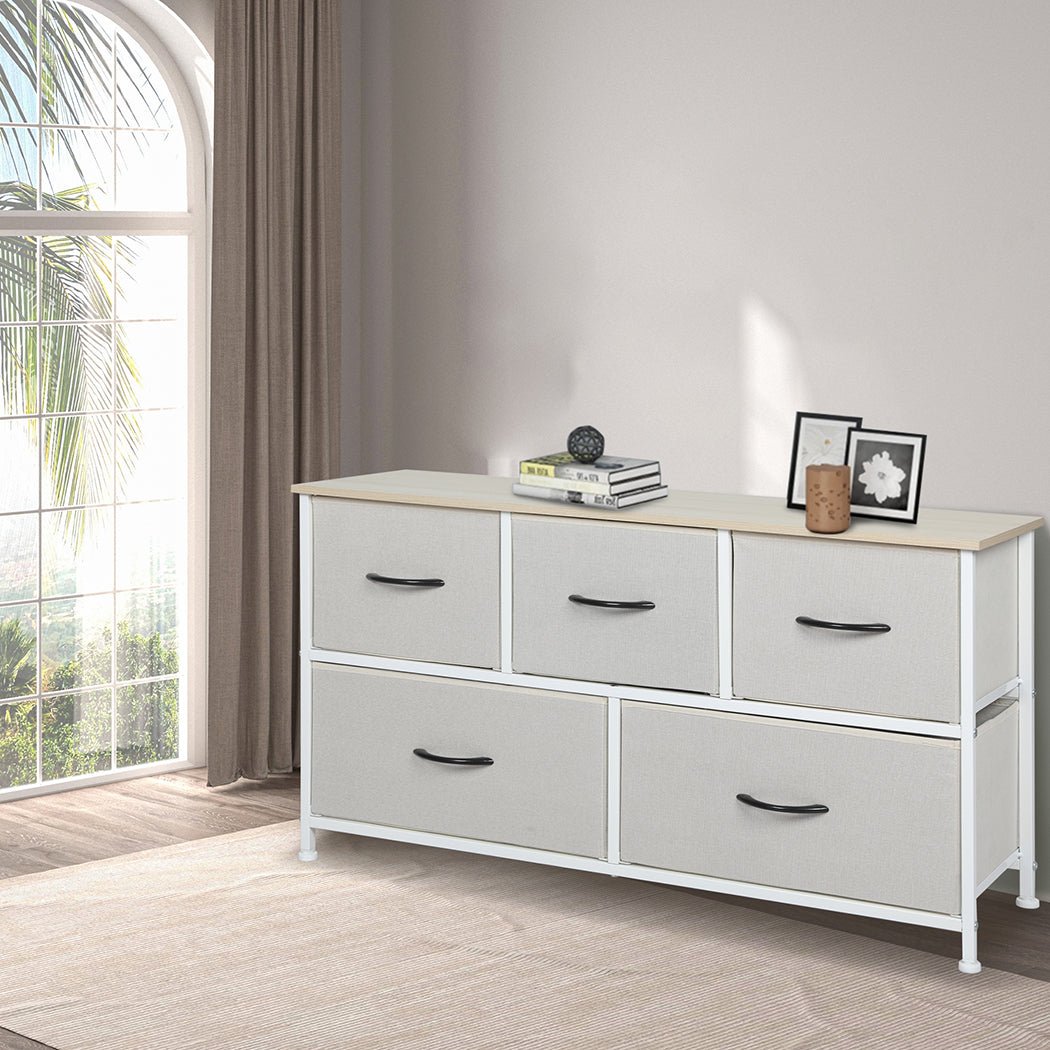 Storage Cabinet Tower Chest with Drawers - Beige - Rivercity House & Home Co. (ABN 18 642 972 209) - Affordable Modern Furniture Australia