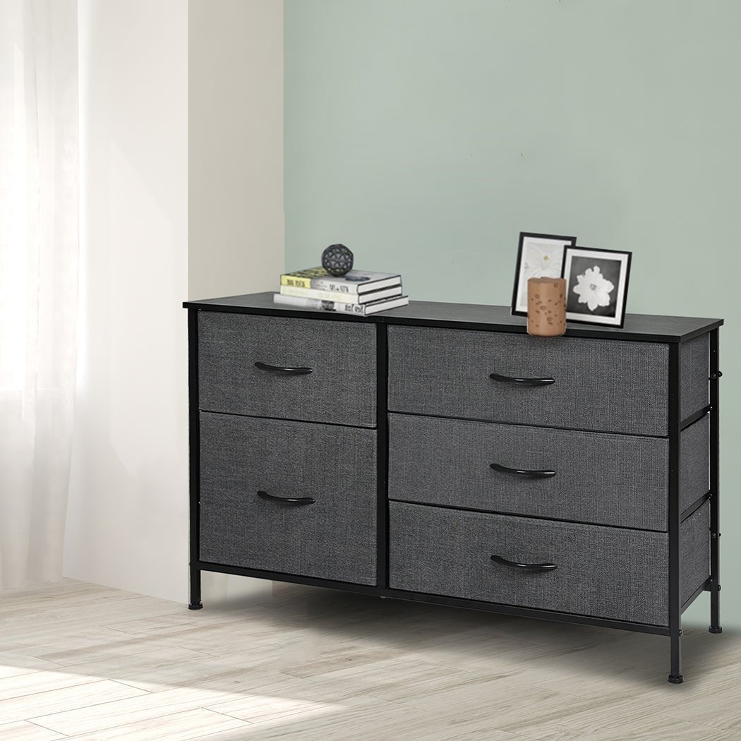 Storage Cabinet Tower Chest with Drawers - Dark Grey - Rivercity House & Home Co. (ABN 18 642 972 209) - Affordable Modern Furniture Australia