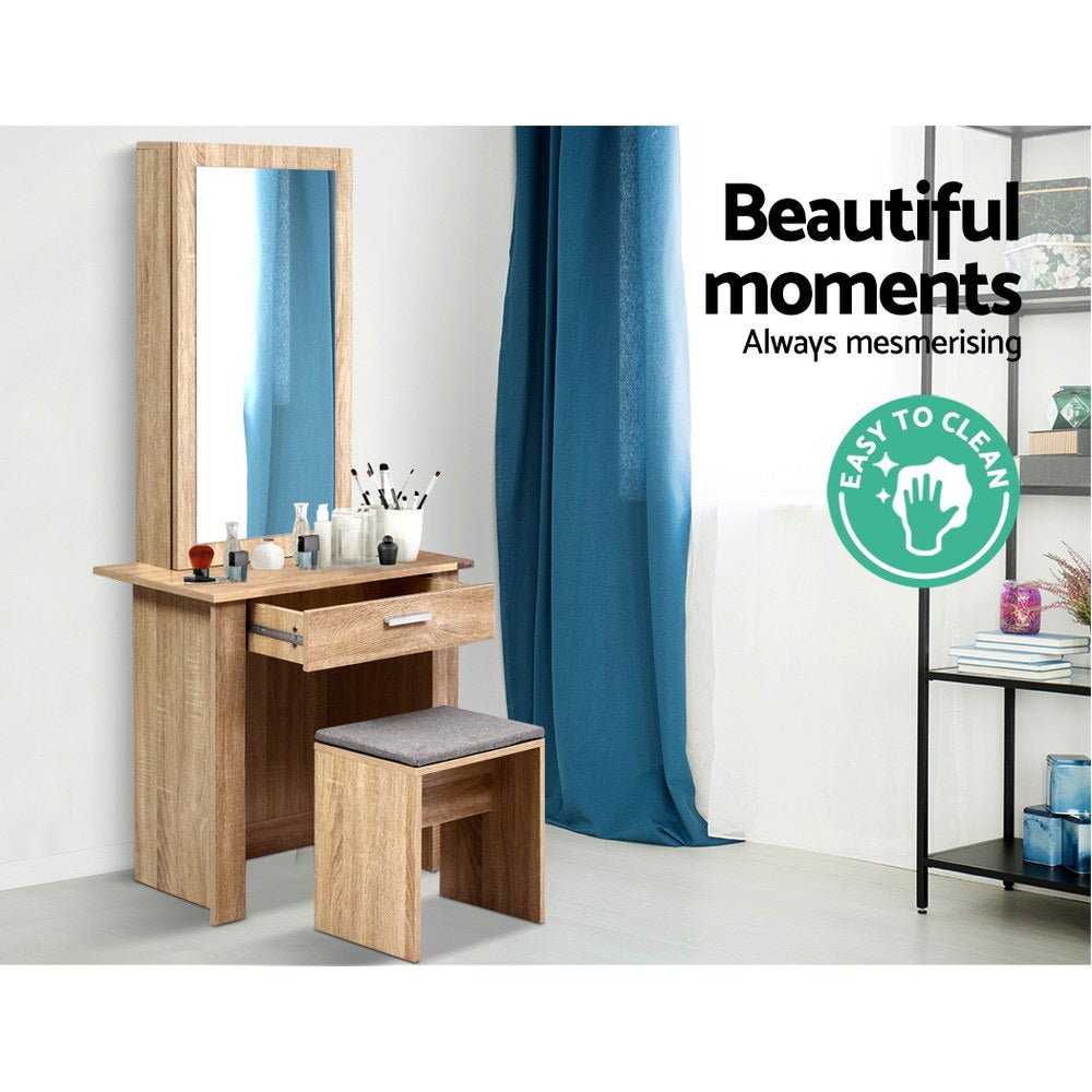 Storage Dressing Table With Full Sliding Mirror - Rivercity House & Home Co. (ABN 18 642 972 209) - Affordable Modern Furniture Australia
