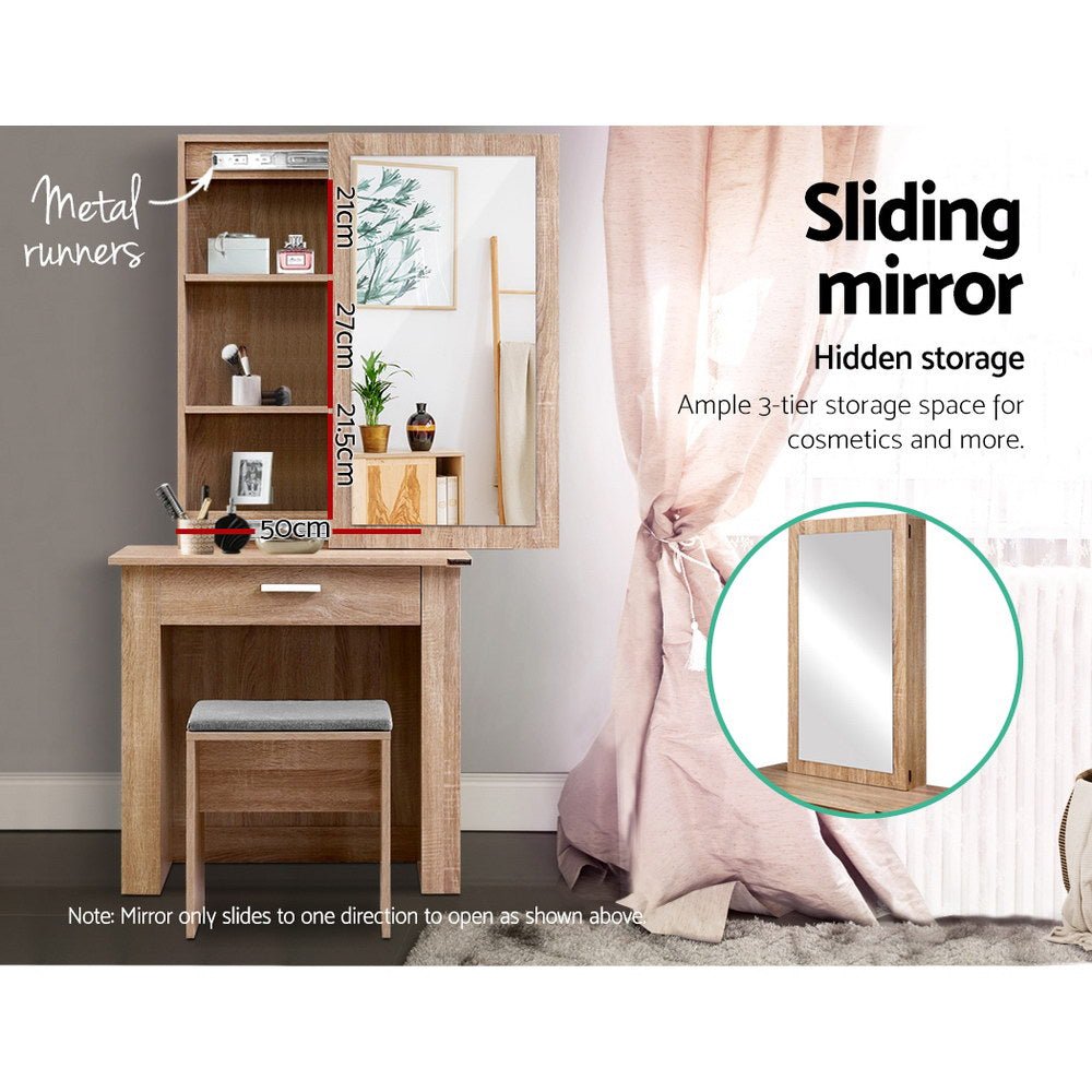 Storage Dressing Table With Full Sliding Mirror - Rivercity House & Home Co. (ABN 18 642 972 209) - Affordable Modern Furniture Australia