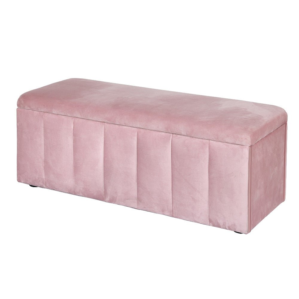 Storage Ottoman Blanket Box 103cm Velvet Pink - Furniture > Living Room > Ottomans & Footstools - Rivercity House & Home Co. (ABN 18 642 972 209) - Affordable Modern Furniture Australia