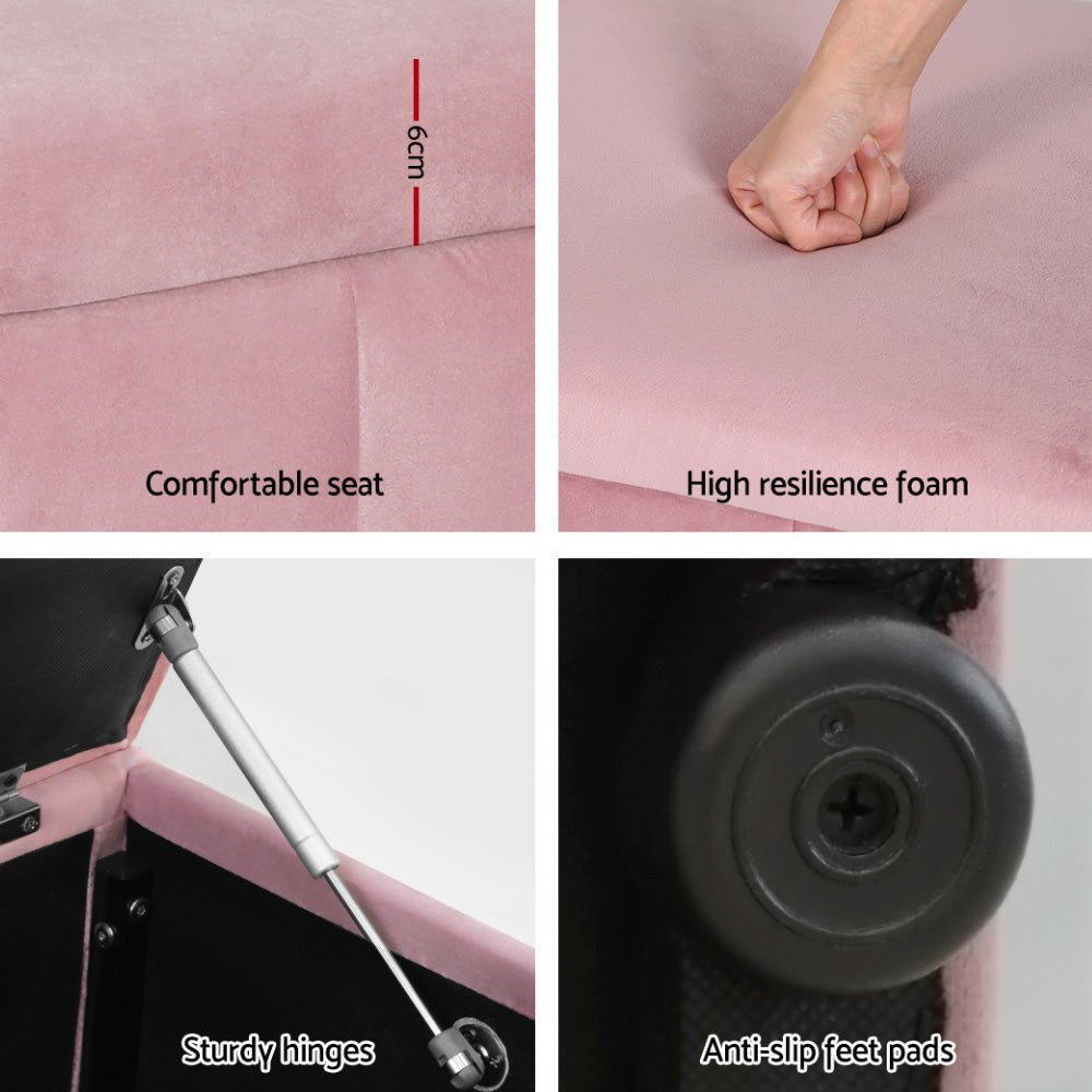 Storage Ottoman Blanket Box 103cm Velvet Pink - Furniture > Living Room > Ottomans & Footstools - Rivercity House & Home Co. (ABN 18 642 972 209) - Affordable Modern Furniture Australia
