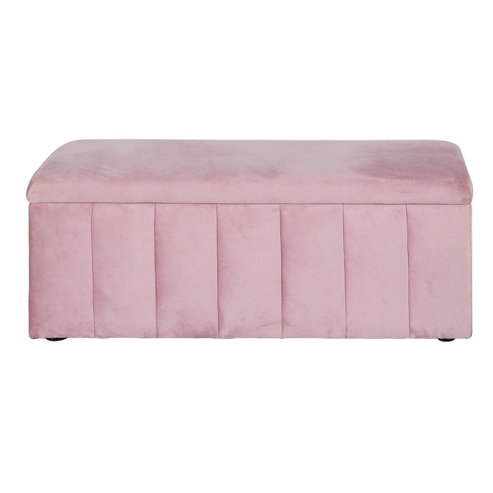Storage Ottoman Blanket Box 103cm Velvet Pink - Furniture > Living Room > Ottomans & Footstools - Rivercity House & Home Co. (ABN 18 642 972 209) - Affordable Modern Furniture Australia