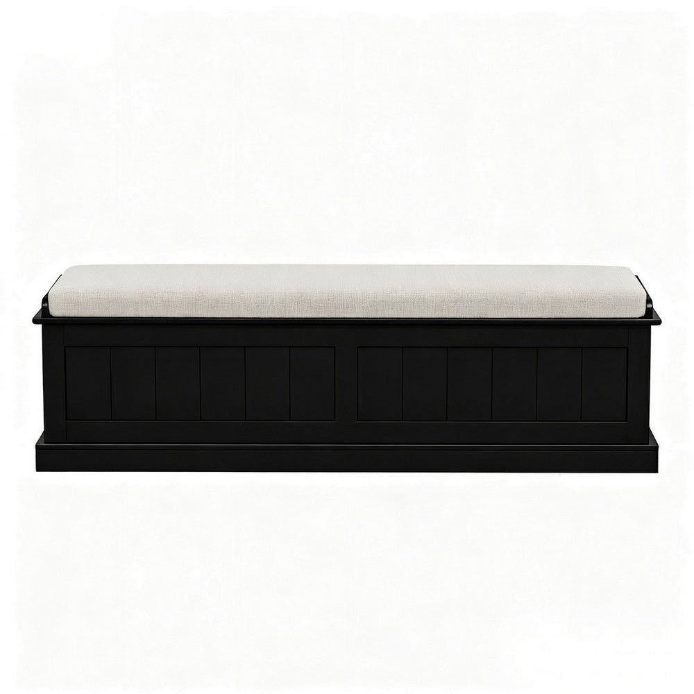 Storage Ottoman Blanket Box 140cm Fluted Black - Furniture > Living Room > Ottomans & Footstools - Rivercity House & Home Co. (ABN 18 642 972 209) - Affordable Modern Furniture Australia