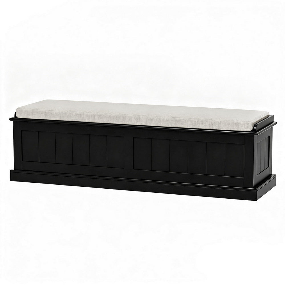 Storage Ottoman Blanket Box 140cm Fluted Black - Furniture > Living Room > Ottomans & Footstools - Rivercity House & Home Co. (ABN 18 642 972 209) - Affordable Modern Furniture Australia