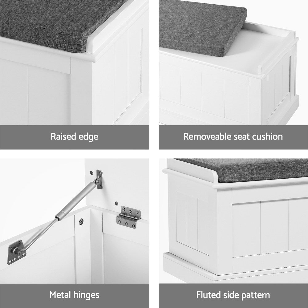 Storage Ottoman Blanket Box 140cm Fluted Grey - Furniture > Living Room - Rivercity House & Home Co. (ABN 18 642 972 209) - Affordable Modern Furniture Australia