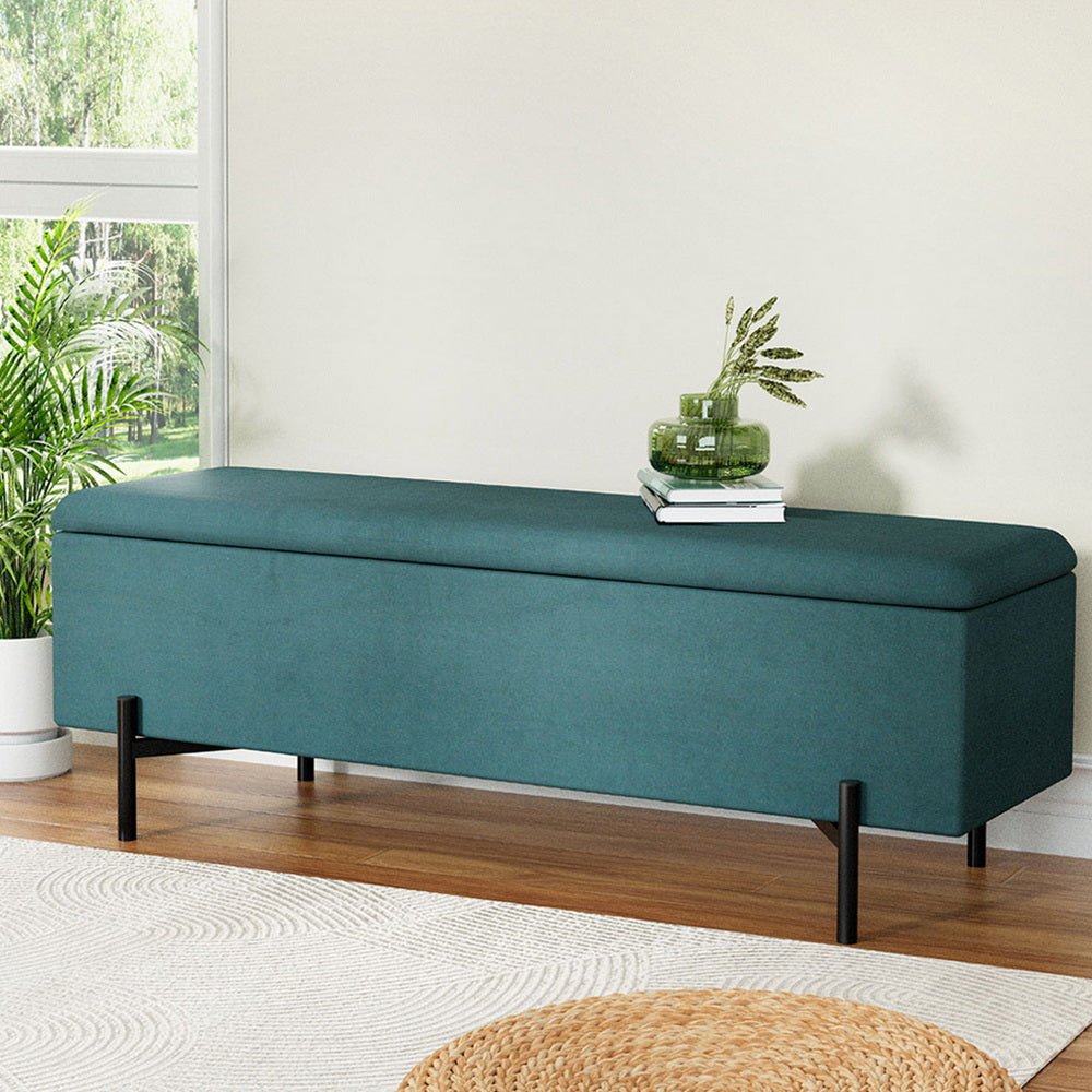 Storage Ottoman Blanket Box 140cm Velvet Green - Furniture > Living Room - Rivercity House & Home Co. (ABN 18 642 972 209) - Affordable Modern Furniture Australia