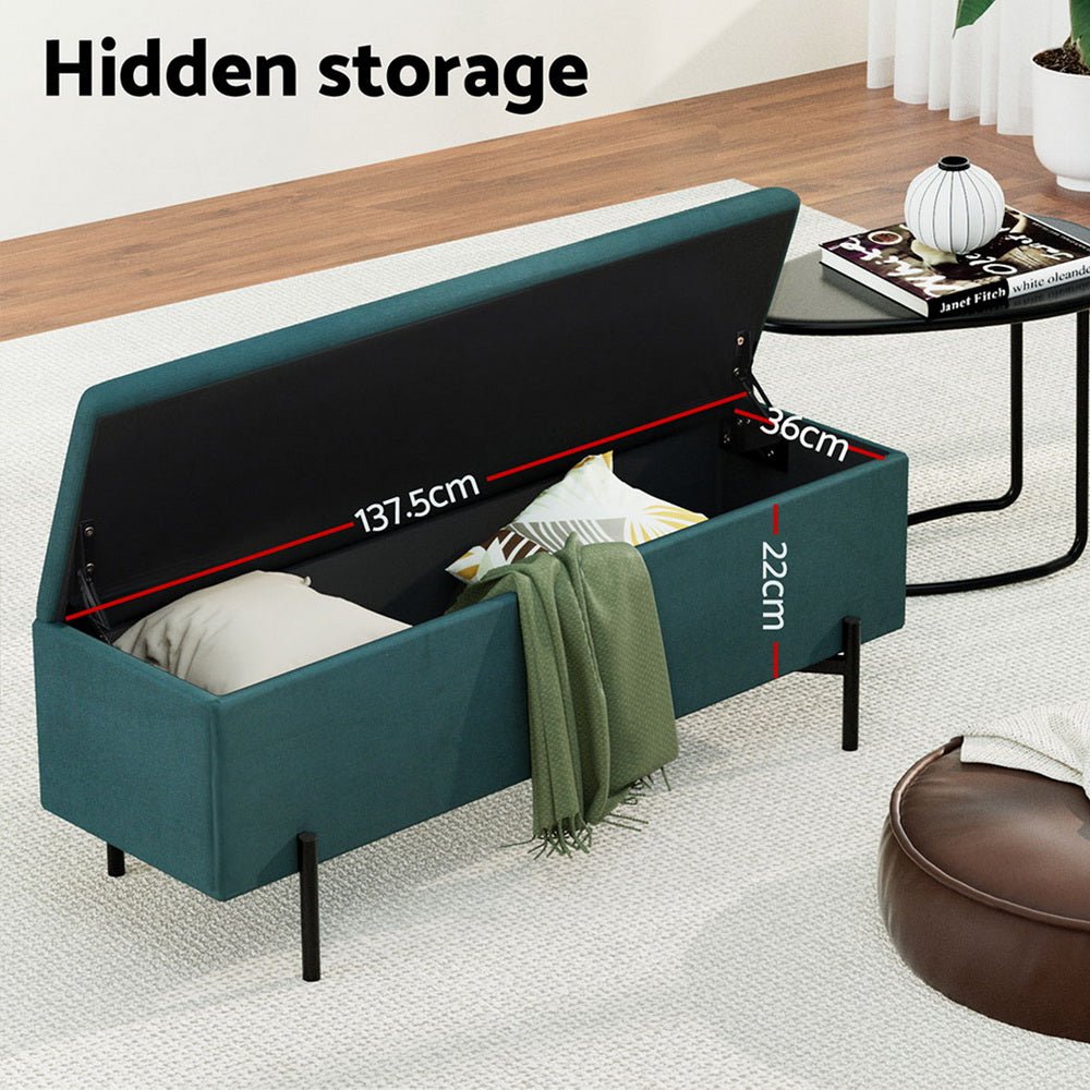 Storage Ottoman Blanket Box 140cm Velvet Green - Furniture > Living Room - Rivercity House & Home Co. (ABN 18 642 972 209) - Affordable Modern Furniture Australia