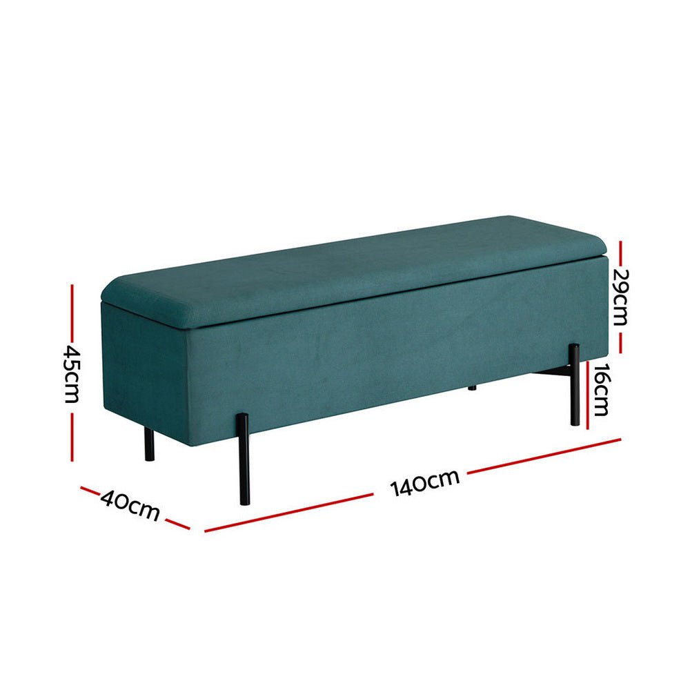 Storage Ottoman Blanket Box 140cm Velvet Green - Furniture > Living Room - Rivercity House & Home Co. (ABN 18 642 972 209) - Affordable Modern Furniture Australia