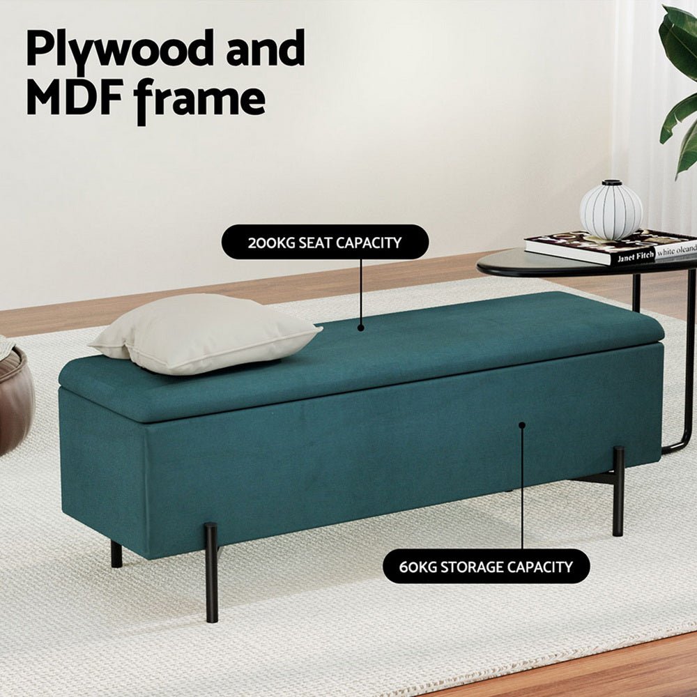 Storage Ottoman Blanket Box 140cm Velvet Green - Furniture > Living Room - Rivercity House & Home Co. (ABN 18 642 972 209) - Affordable Modern Furniture Australia
