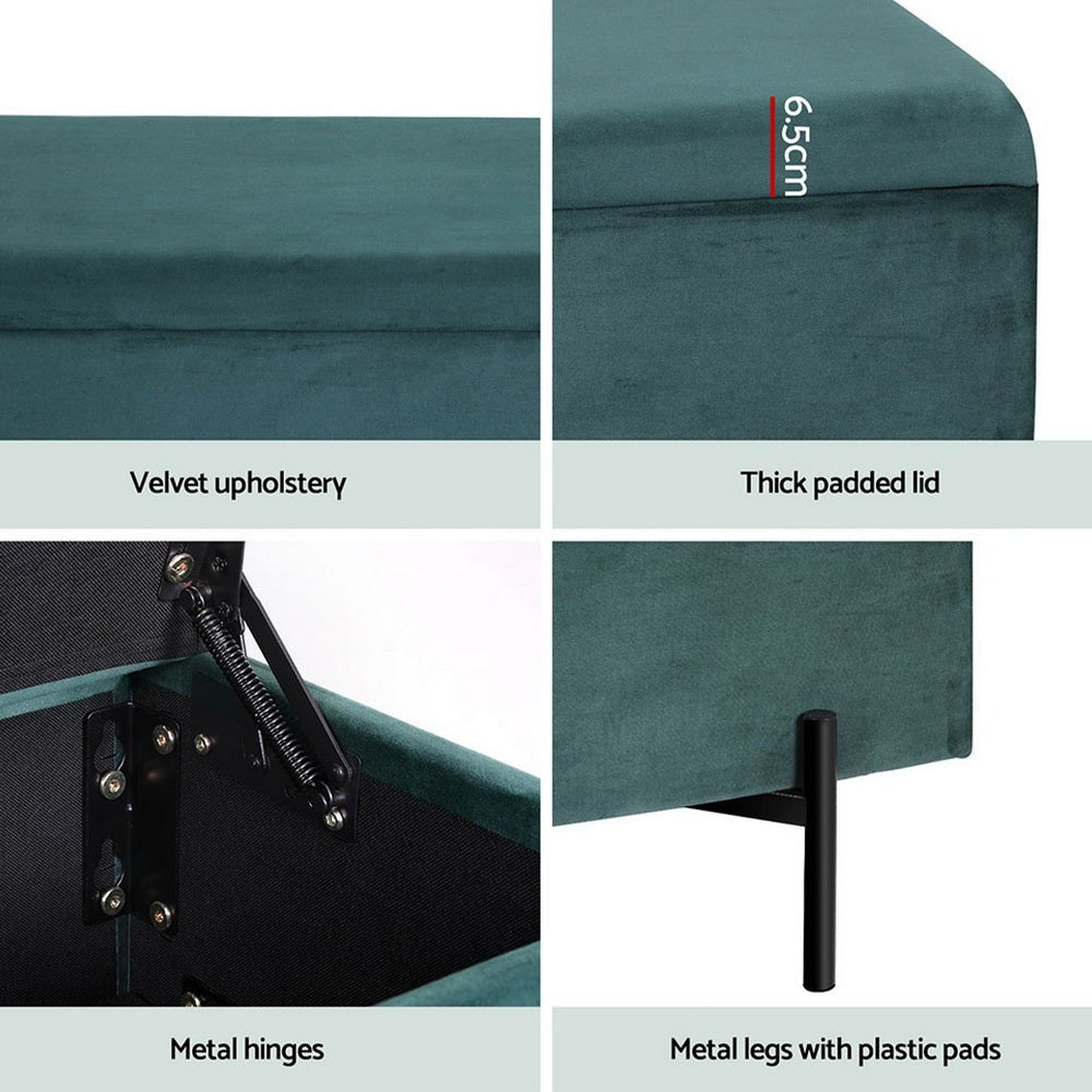 Storage Ottoman Blanket Box 140cm Velvet Green - Furniture > Living Room - Rivercity House & Home Co. (ABN 18 642 972 209) - Affordable Modern Furniture Australia