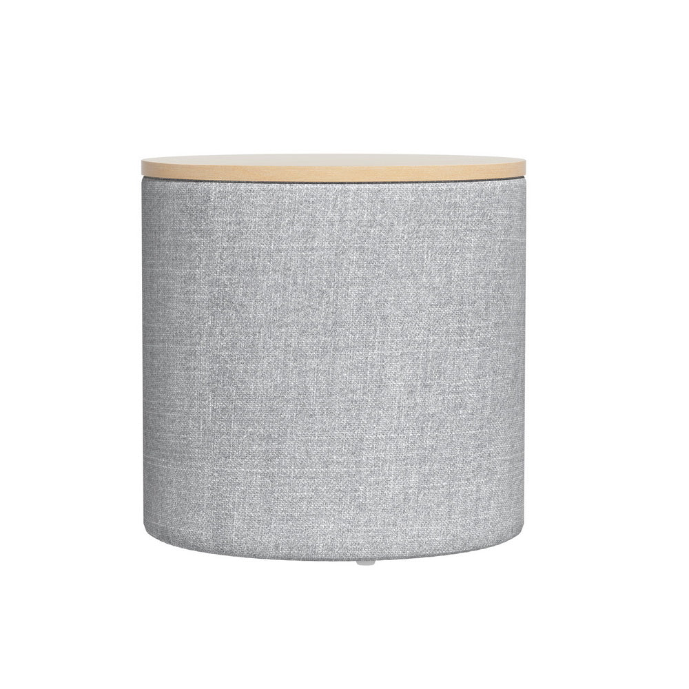 Storage Ottoman Blanket Box 40cm Linen Round Grey - Furniture > Living Room - Rivercity House & Home Co. (ABN 18 642 972 209) - Affordable Modern Furniture Australia