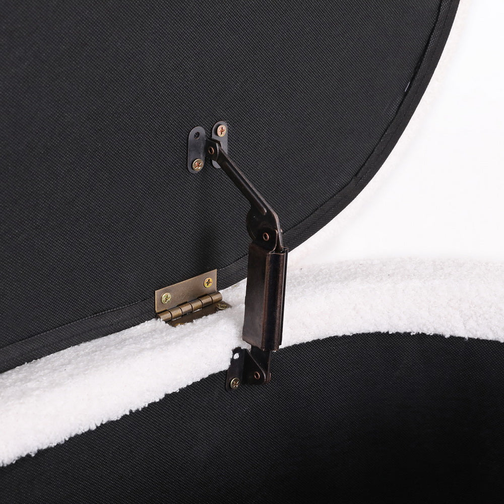 Storage Ottoman Blanket Box 87cm Boucle Fabric Oval - Furniture > Living Room - Rivercity House & Home Co. (ABN 18 642 972 209) - Affordable Modern Furniture Australia