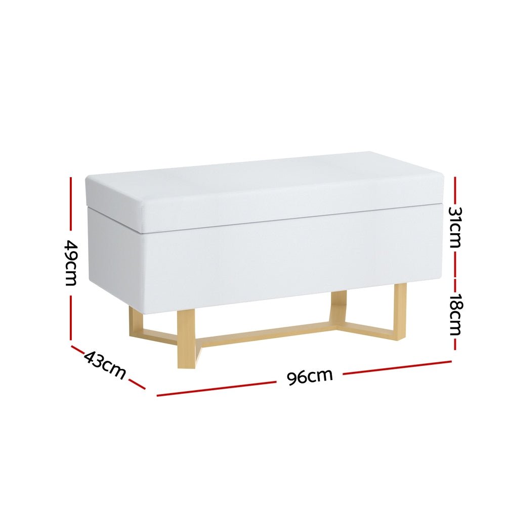 Storage Ottoman Blanket Box Criss - cross Linen White - Furniture > Living Room - Rivercity House & Home Co. (ABN 18 642 972 209) - Affordable Modern Furniture Australia
