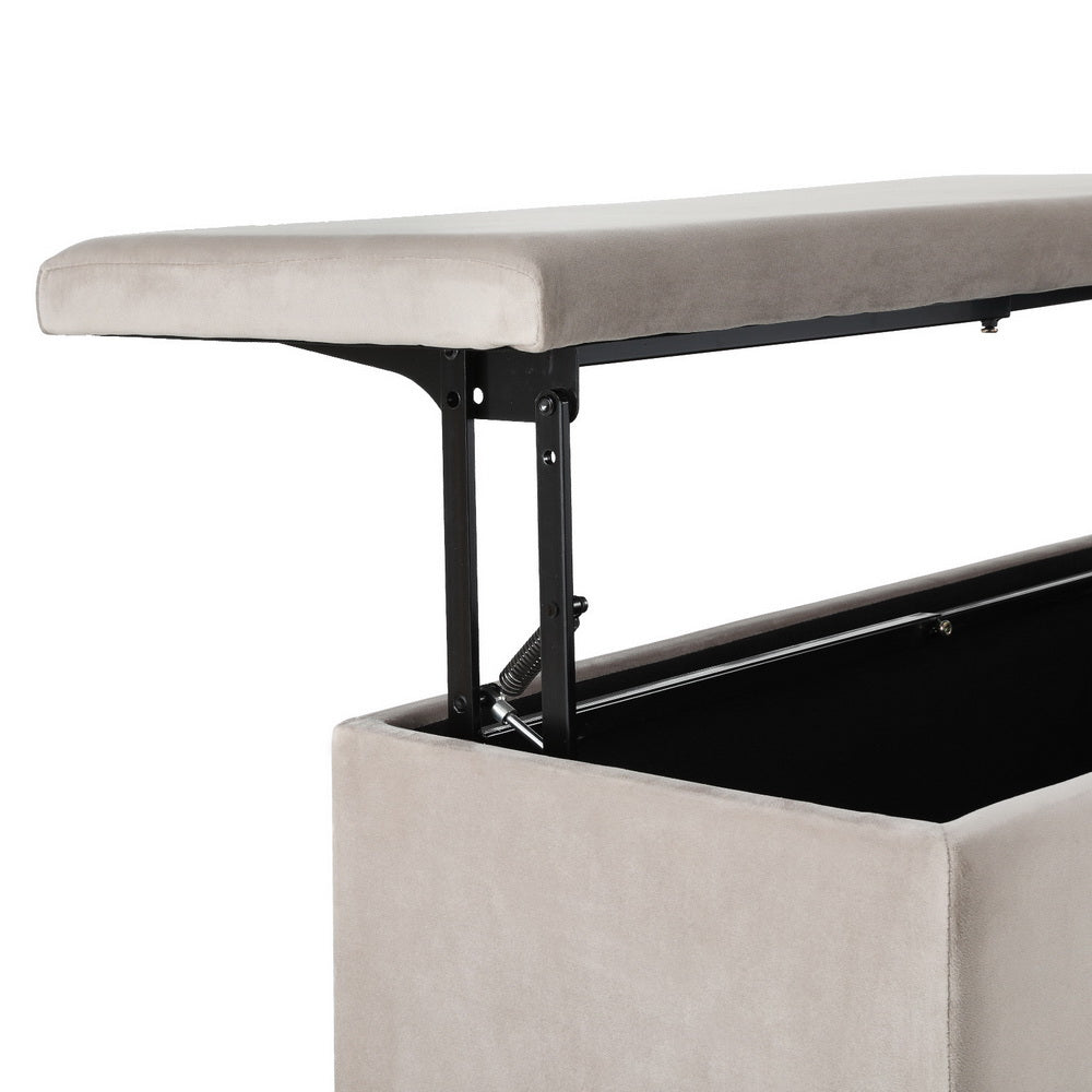 Storage Ottoman Blanket Box Table 97cm Velvet Taupe - Furniture > Living Room - Rivercity House & Home Co. (ABN 18 642 972 209) - Affordable Modern Furniture Australia