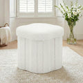 Foldable Storage Ottoman Foot Stool - White