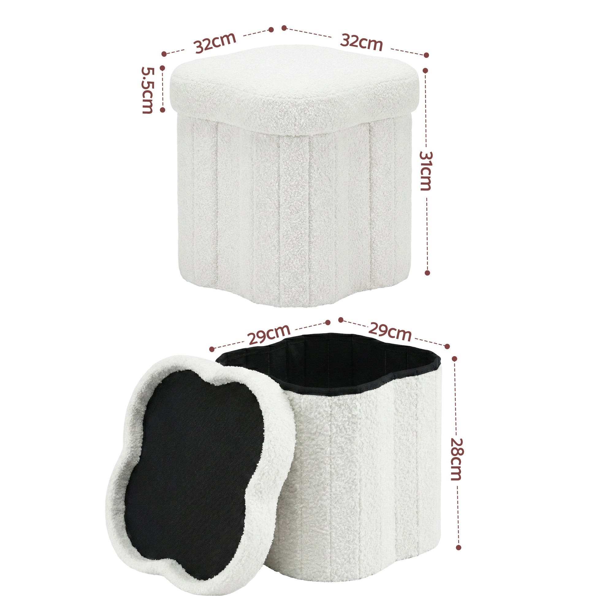 Storage Ottoman Foot Stool Foldable White - Furniture > Living Room > Ottomans & Footstools - Rivercity House & Home Co. (ABN 18 642 972 209) - Affordable Modern Furniture Australia