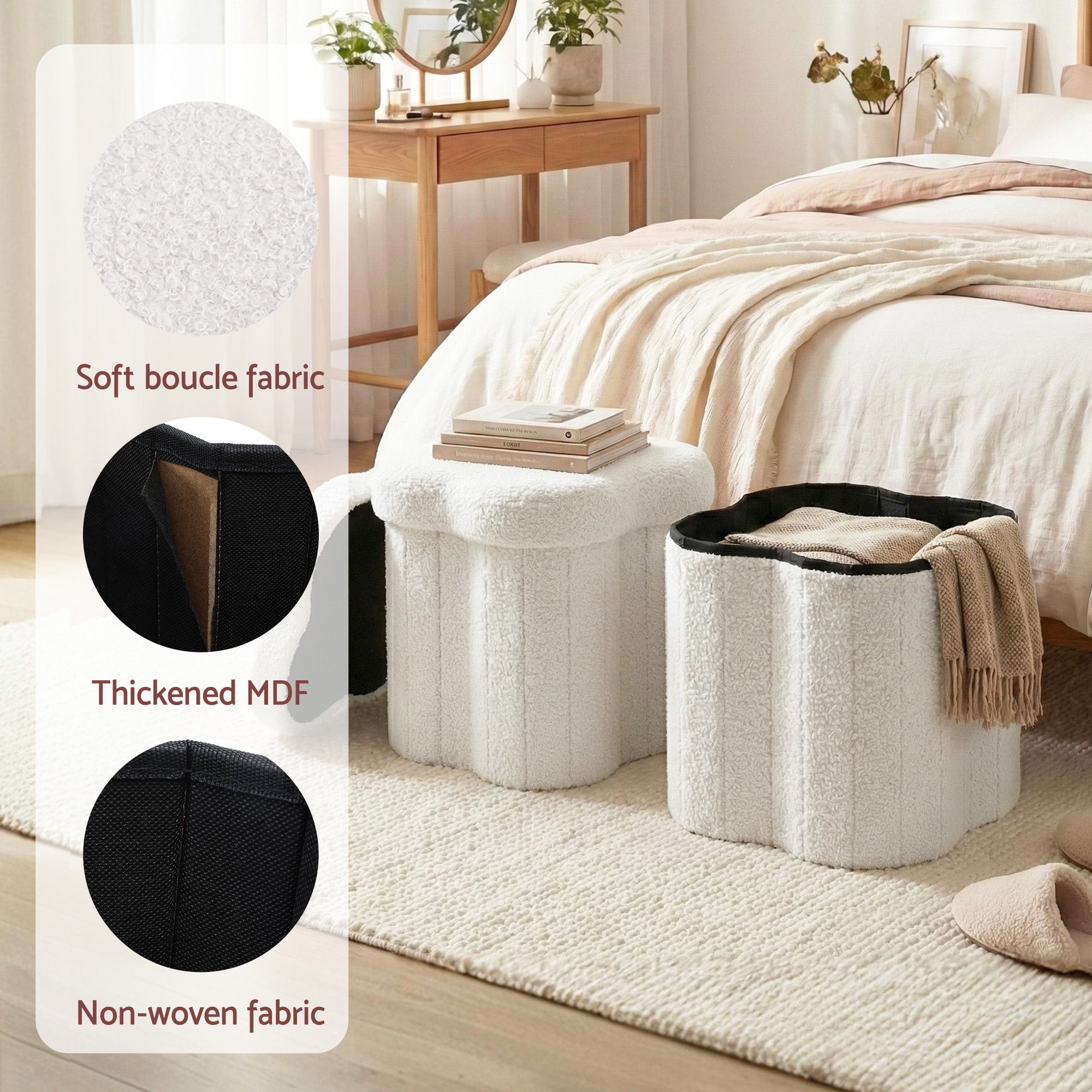 Storage Ottoman Foot Stool Foldable White - Furniture > Living Room > Ottomans & Footstools - Rivercity House & Home Co. (ABN 18 642 972 209) - Affordable Modern Furniture Australia
