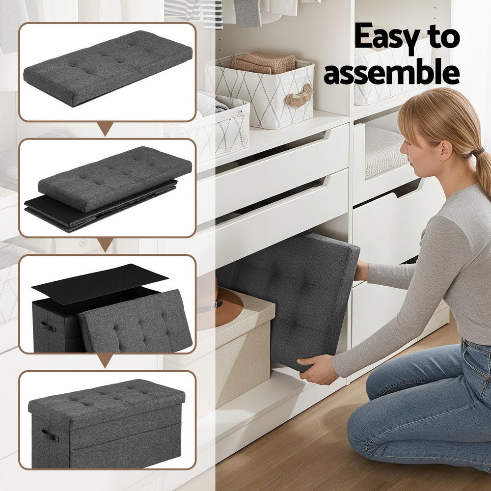 Storage Ottoman Foot Stool Rest Foldable - Furniture > Living Room > Ottomans & Footstools - Rivercity House & Home Co. (ABN 18 642 972 209) - Affordable Modern Furniture Australia