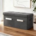 Foldable Storage Ottoman Footstool with Hidden Storage - Grey
