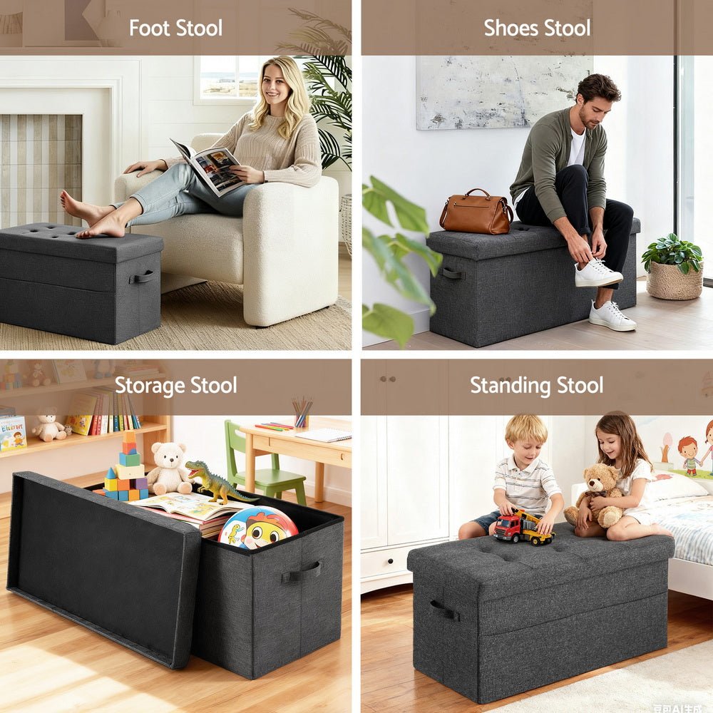 Storage Ottoman Foot Stool Rest Foldable - Furniture > Living Room > Ottomans & Footstools - Rivercity House & Home Co. (ABN 18 642 972 209) - Affordable Modern Furniture Australia