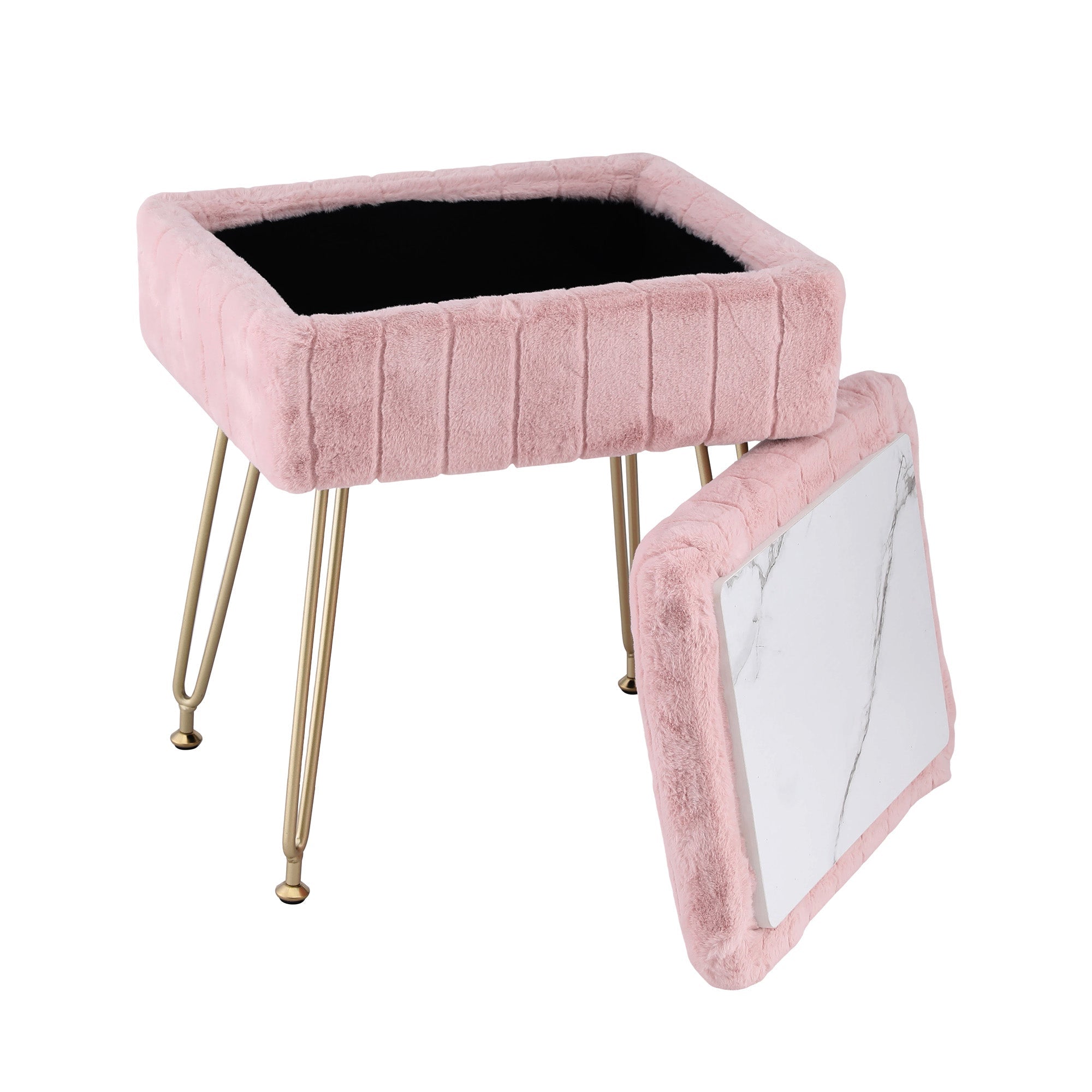Storage Ottoman Vanity Foot Stool Pink - Furniture > Living Room > Ottomans & Footstools - Rivercity House & Home Co. (ABN 18 642 972 209) - Affordable Modern Furniture Australia