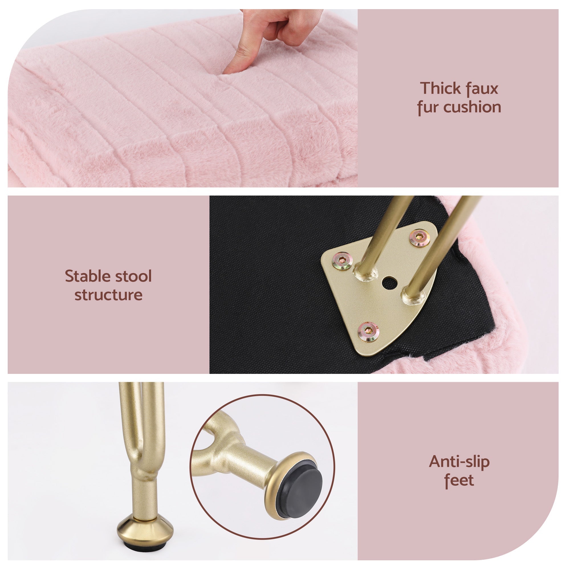 Storage Ottoman Vanity Foot Stool Pink - Furniture > Living Room > Ottomans & Footstools - Rivercity House & Home Co. (ABN 18 642 972 209) - Affordable Modern Furniture Australia