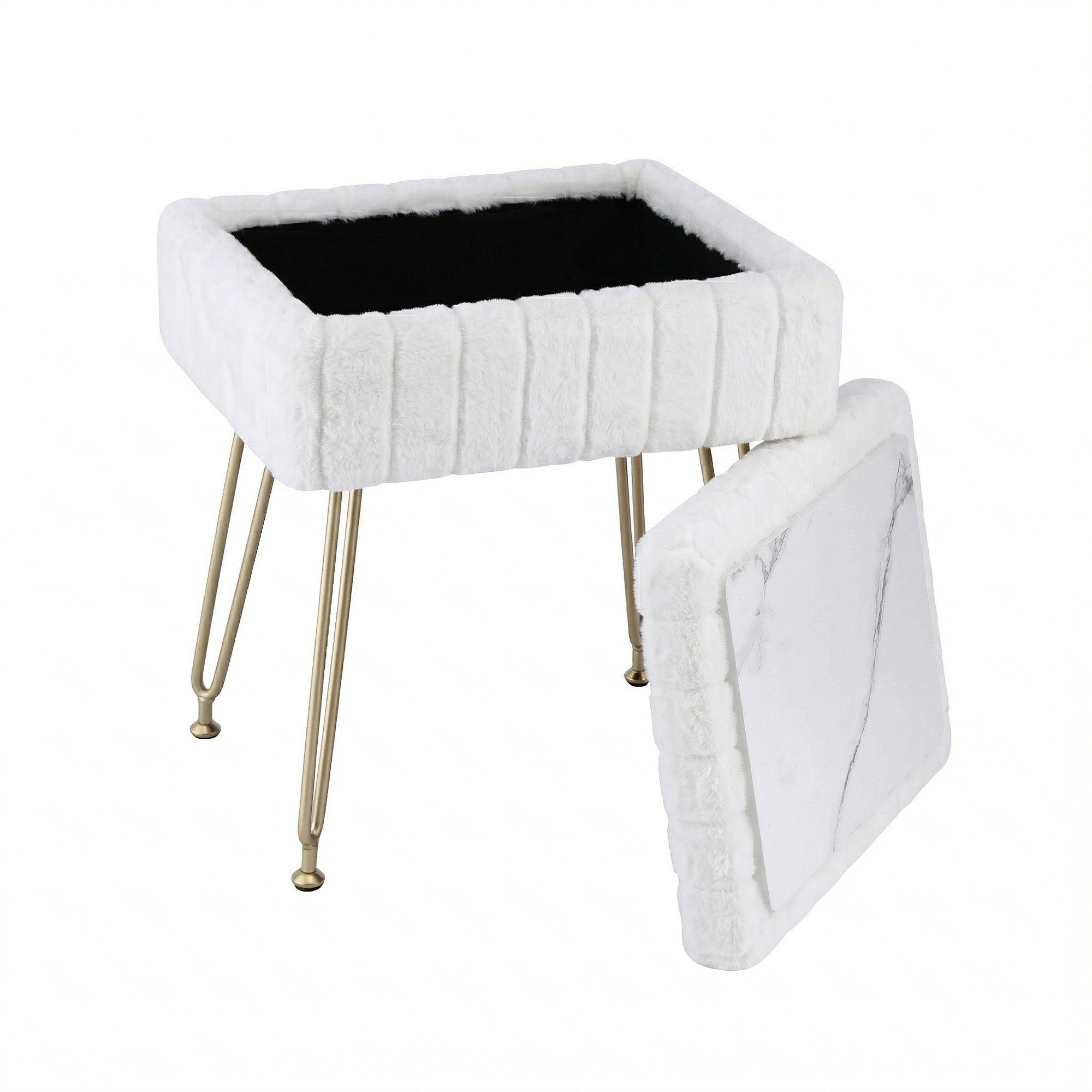 Storage Ottoman Vanity Foot Stool White - Furniture > Living Room > Ottomans & Footstools - Rivercity House & Home Co. (ABN 18 642 972 209) - Affordable Modern Furniture Australia