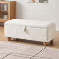 Velvet Storage Ottoman Blanket Box Hidden Bench 97cm - Beige