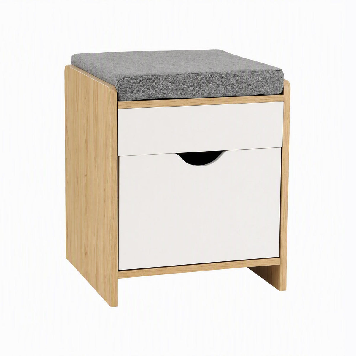 Storage Ottoman with Drawer 100kg Capacity Footrest Cushion - Pine - Furniture > Living Room > Ottomans & Footstools - Rivercity House & Home Co. (ABN 18 642 972 209) - Affordable Modern Furniture Australia