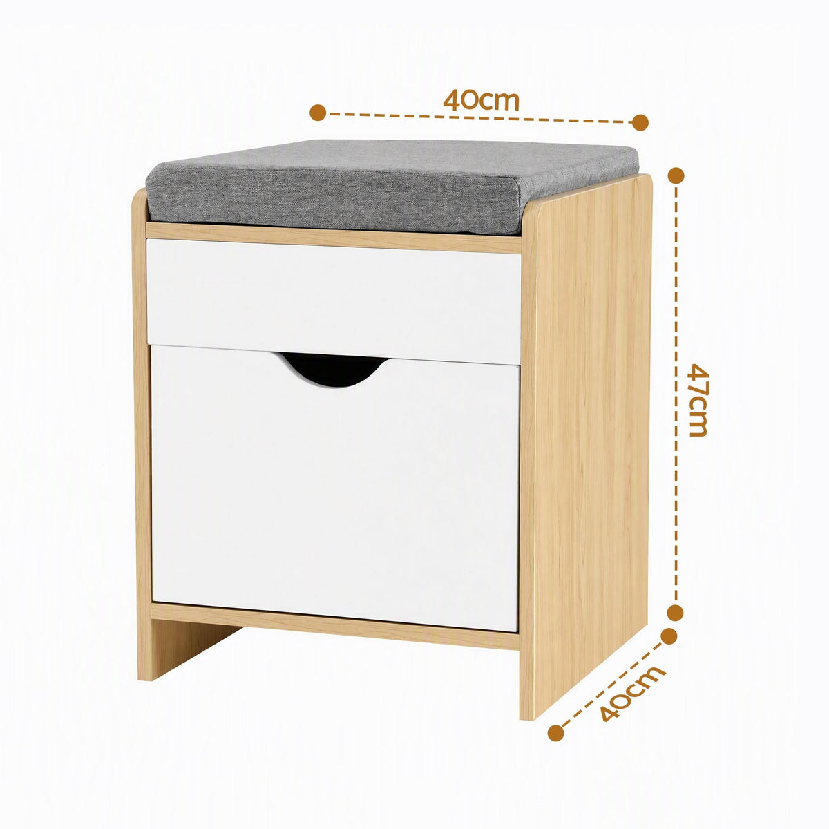 Storage Ottoman with Drawer 100kg Capacity Footrest Cushion - Pine - Furniture > Living Room > Ottomans & Footstools - Rivercity House & Home Co. (ABN 18 642 972 209) - Affordable Modern Furniture Australia