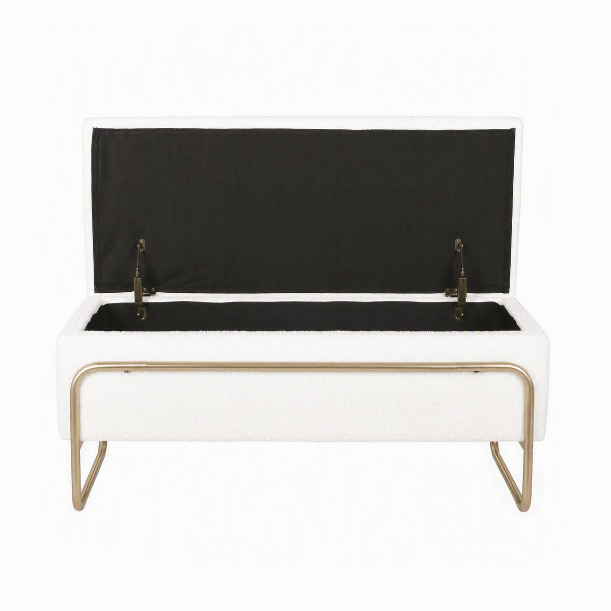 Storage Ottoman with Padded Boucle Seat and Hidden Compartment - Cream White - Furniture > Living Room > Ottomans & Footstools - Rivercity House & Home Co. (ABN 18 642 972 209) - Affordable Modern Furniture Australia
