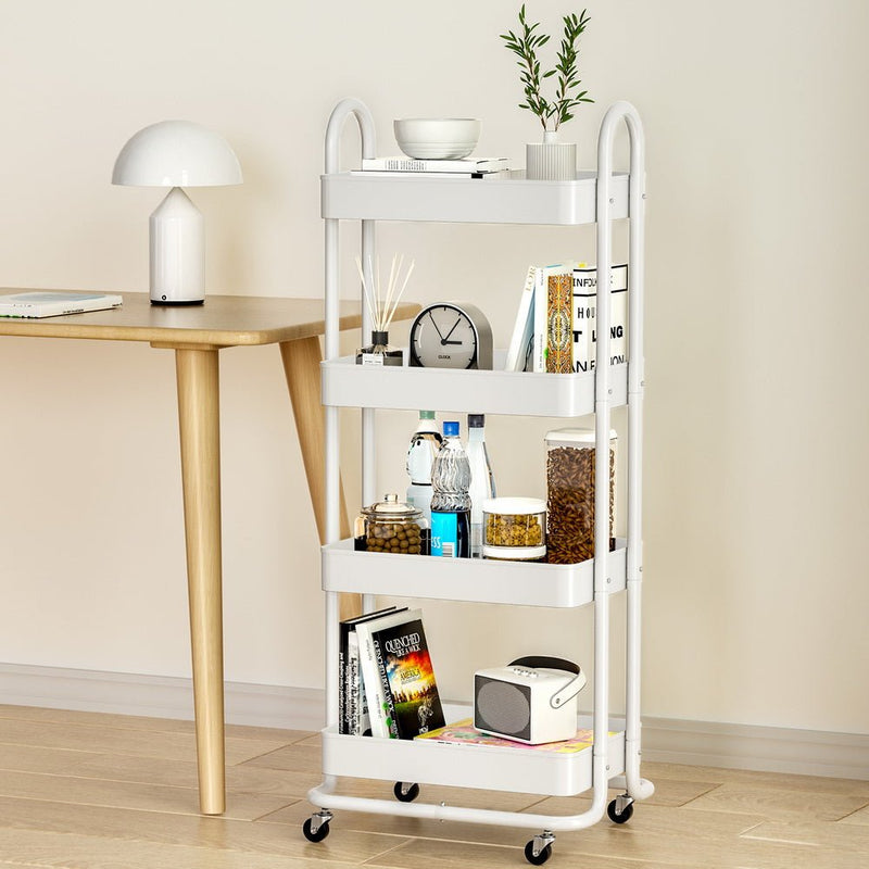 Storage Trolley Kitchen Cart 4 Tiers White - Furniture > Dining - Rivercity House & Home Co. (ABN 18 642 972 209) - Affordable Modern Furniture Australia