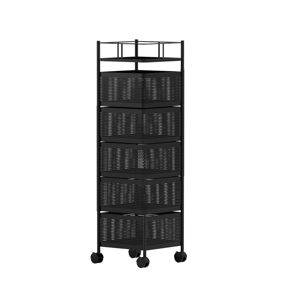 Storage Trolley Kitchen Cart 5 Tiers Storage Rack Black - Furniture > Dining > Kitchen & Dining Trolleys - Rivercity House & Home Co. (ABN 18 642 972 209) - Affordable Modern Furniture Australia