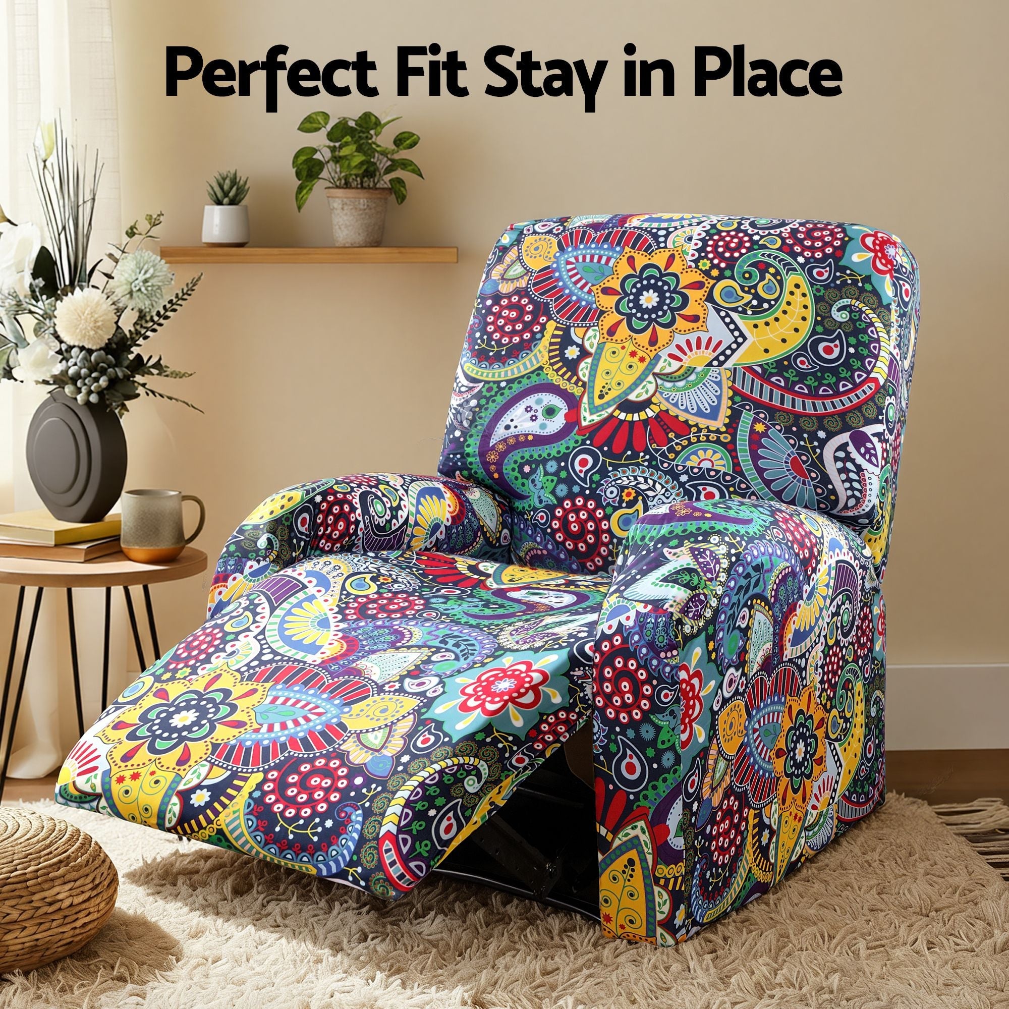 Stretch Kids Recliner Cover 4 - Pieces Recliner Chair Slipcovers Printed Polyester - Furniture > Bar Stools & Chairs > Arm Chairs & Recliners - Rivercity House & Home Co. (ABN 18 642 972 209) - Affordable Modern Furniture Australia