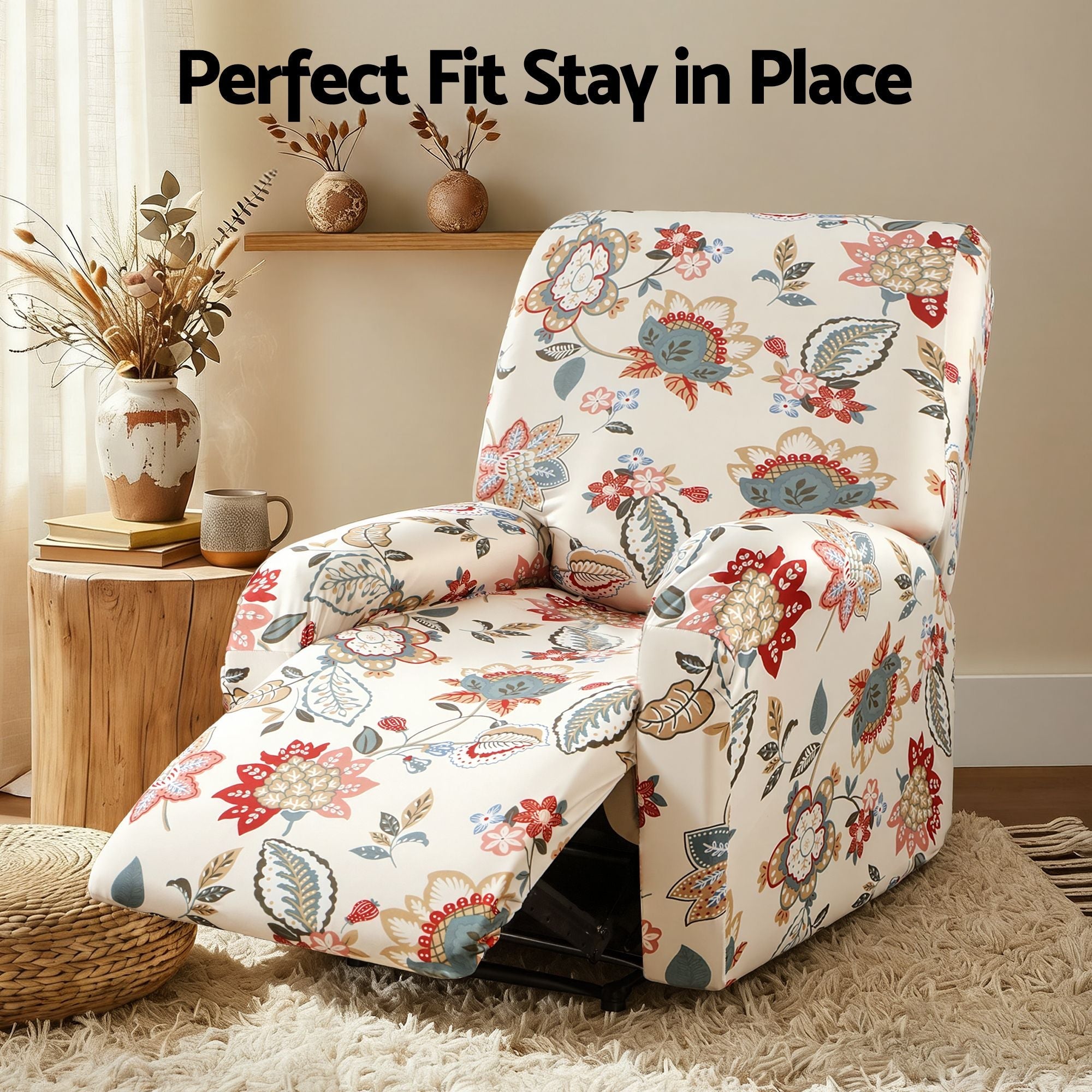 Stretch Kids Recliner Cover 4 - Pieces Recliner Chair Slipcovers Printed Polyester - Furniture > Bar Stools & Chairs > Arm Chairs & Recliners - Rivercity House & Home Co. (ABN 18 642 972 209) - Affordable Modern Furniture Australia
